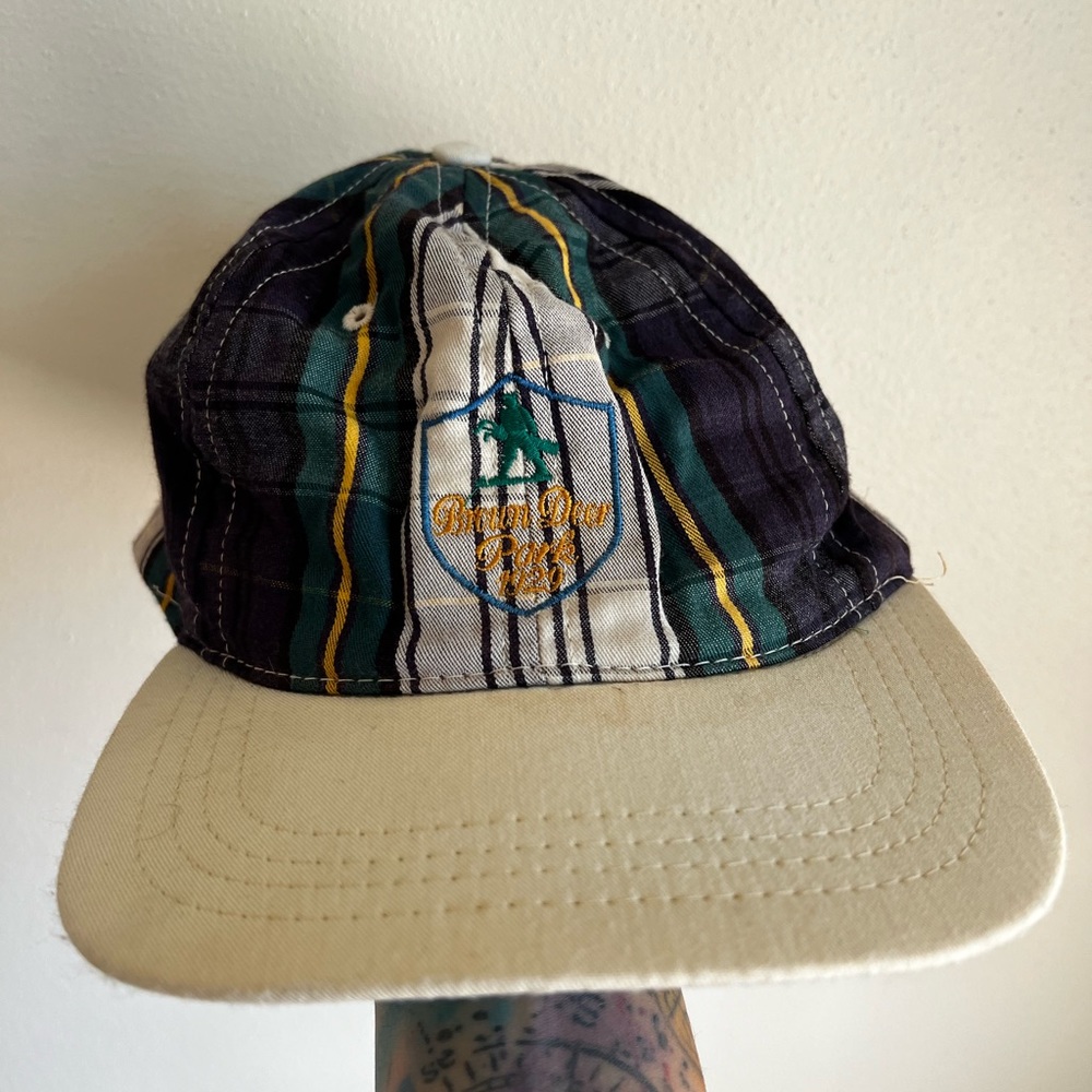 Vintage Duckster Brown Deer Park Plaid Adjustable Hat